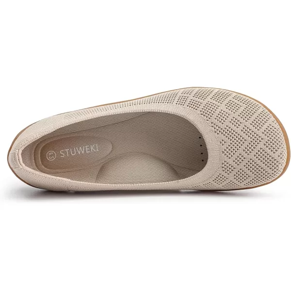 KBZone Women‘s Flat Shoes round Toe Knit Ballet Flat Comfort Dressy Flat Walking Shoes
