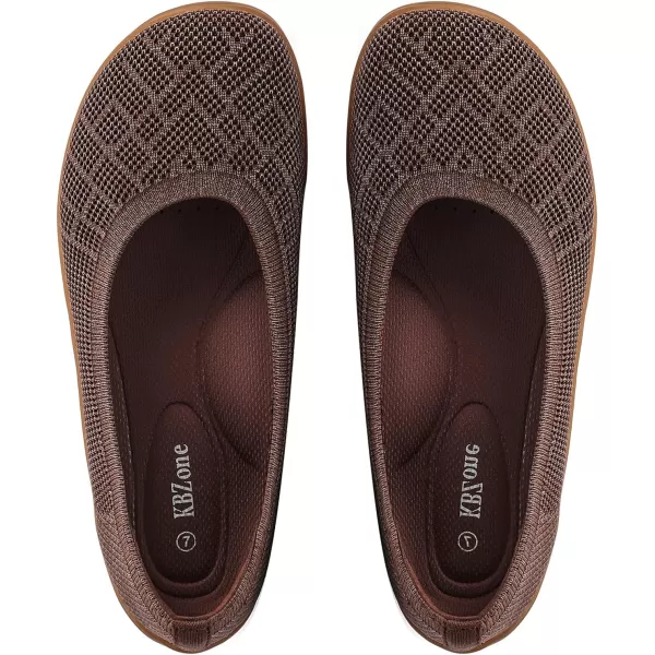 KBZone Women‘s Flat Shoes round Toe Knit Ballet Flat Comfort Dressy Flat Walking Shoes