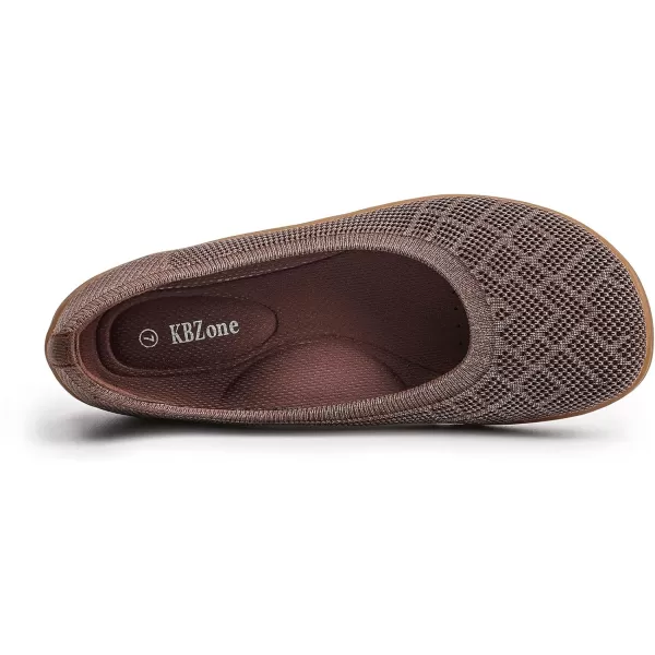 KBZone Women‘s Flat Shoes round Toe Knit Ballet Flat Comfort Dressy Flat Walking Shoes