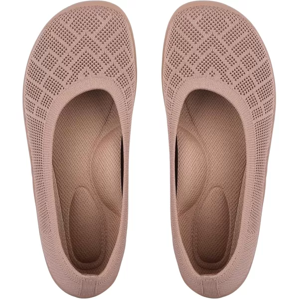 KBZone Women‘s Flat Shoes round Toe Knit Ballet Flat Comfort Dressy Flat Walking Shoes