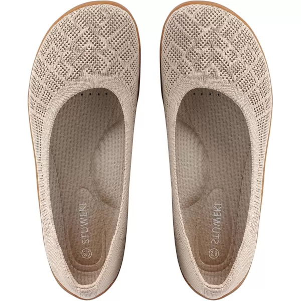 KBZone Women‘s Flat Shoes round Toe Knit Ballet Flat Comfort Dressy Flat Walking Shoes