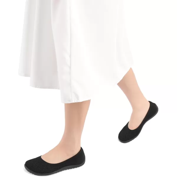 KBZone Women‘s Flat Shoes round Toe Knit Ballet Flat Comfort Dressy Flat Walking Shoes