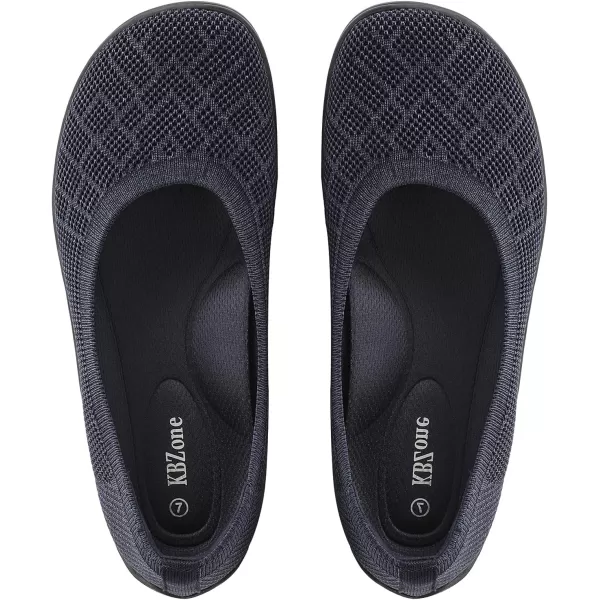 KBZone Women‘s Flat Shoes round Toe Knit Ballet Flat Comfort Dressy Flat Walking Shoes
