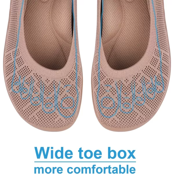 KBZone Women‘s Flat Shoes round Toe Knit Ballet Flat Comfort Dressy Flat Walking Shoes