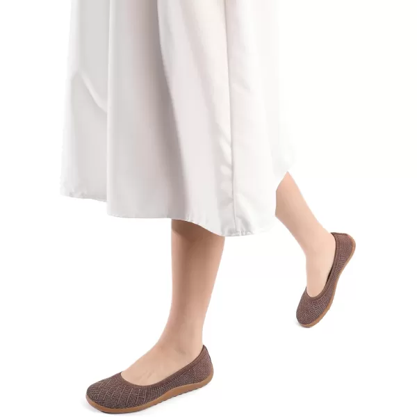 KBZone Women‘s Flat Shoes round Toe Knit Ballet Flat Comfort Dressy Flat Walking Shoes