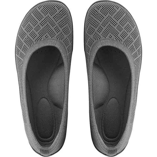 KBZone Women‘s Flat Shoes round Toe Knit Ballet Flat Comfort Dressy Flat Walking Shoes