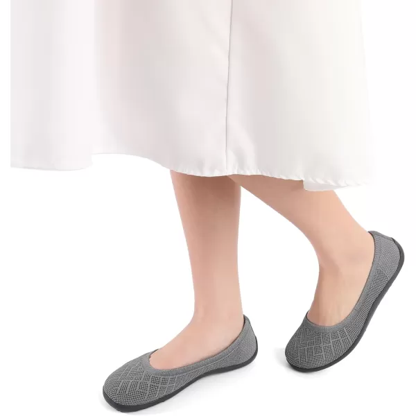 KBZone Women‘s Flat Shoes round Toe Knit Ballet Flat Comfort Dressy Flat Walking Shoes