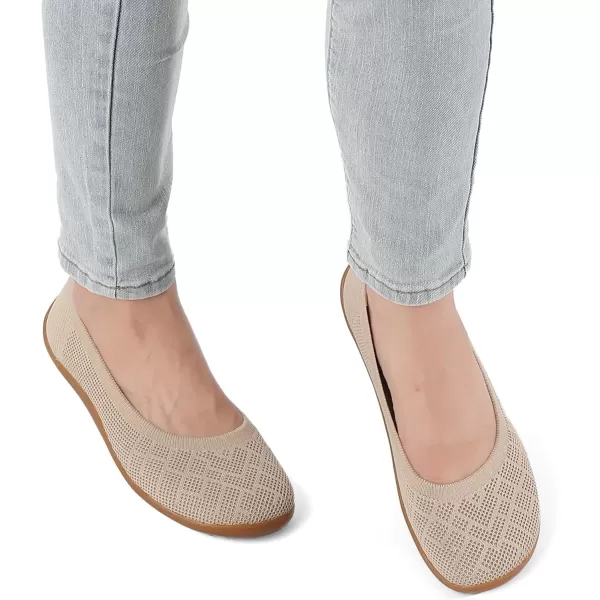 KBZone Women‘s Flat Shoes round Toe Knit Ballet Flat Comfort Dressy Flat Walking Shoes