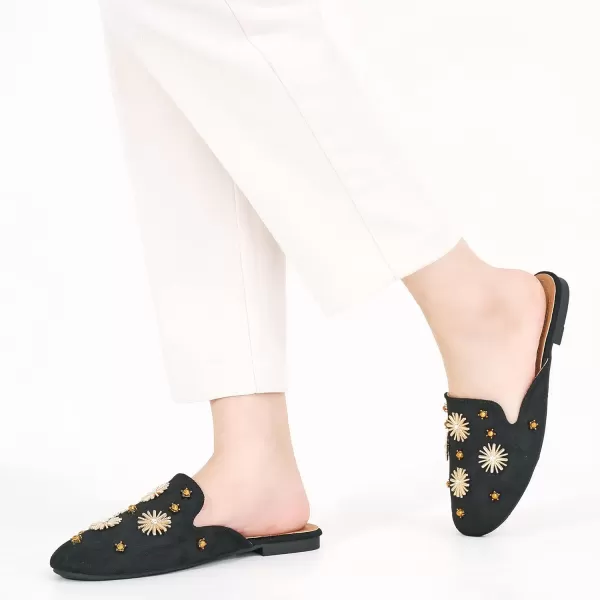 Mules for Women Flats Comfortable Slip on Shoes Closed Round Toe Womens Mules Casual Backless Loafers Slides