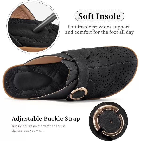 Mules for Women Flats Comfortable: Slip on Womens Mule Shoes Round Toe Backless Loafers Slides