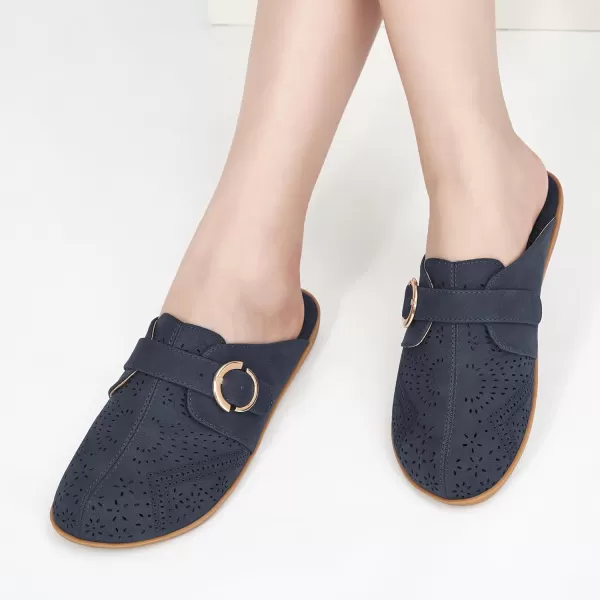 Mules for Women Flats Comfortable: Slip on Womens Mule Shoes Round Toe Backless Loafers Slides