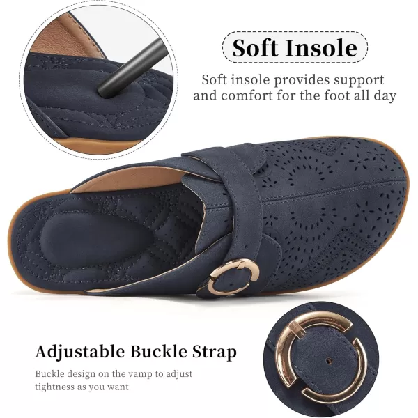 Mules for Women Flats Comfortable: Slip on Womens Mule Shoes Round Toe Backless Loafers Slides