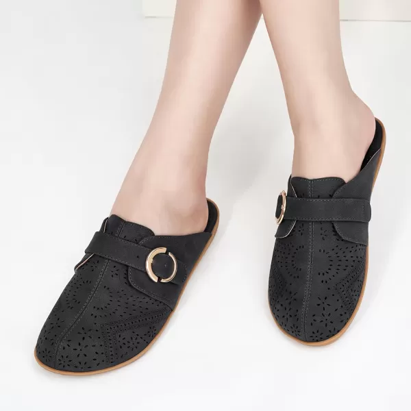Mules for Women Flats Comfortable: Slip on Womens Mule Shoes Round Toe Backless Loafers Slides
