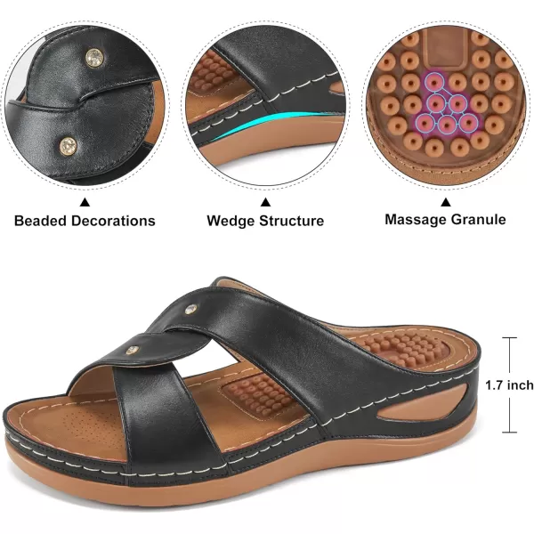Sandals for Womens Wedge Shoes - Dressy Summer Womens Sandal Comfortable Casual Platform Beach Slides