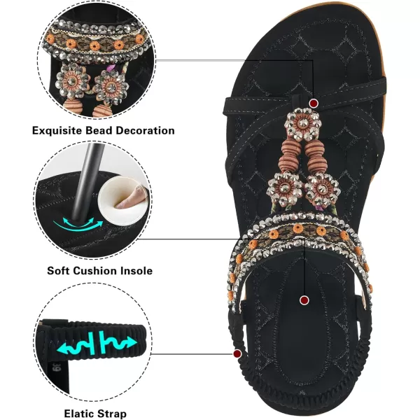 Womens Sandals Dressy Summer: Flat Shoes Comfortable Bohemian Elastic Ankle Strap Beach Walking Sandals for Women