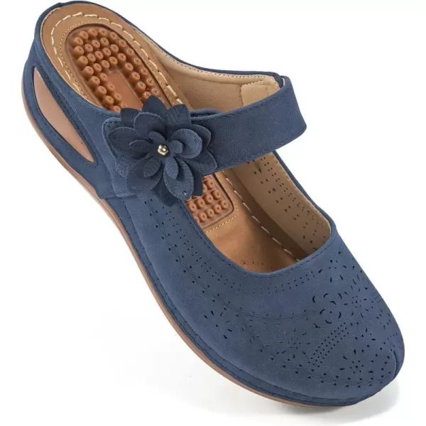 Alicegana Mules for Women Wedge Sandals Comfortable Dressy Summer Closed Toe Mules Casual Slip On Shoes with Adjustable Hook Loop