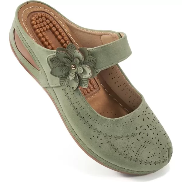 Alicegana Mules for Women Wedge Sandals Comfortable Dressy Summer Closed Toe Mules Casual Slip On Shoes with Adjustable Hook Loop