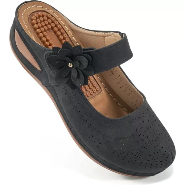 Alicegana Mules for Women Wedge Sandals Comfortable Dressy Summer Closed Toe Mules Casual Slip On Shoes with Adjustable Hook Loop