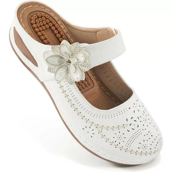 Alicegana Mules for Women Wedge Sandals Comfortable Dressy Summer Closed Toe Mules Casual Slip On Shoes with Adjustable Hook Loop