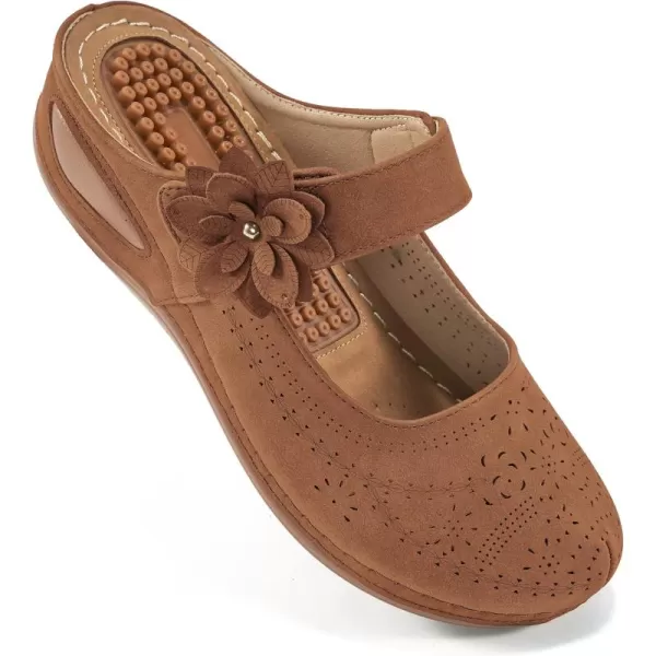 Alicegana Mules for Women Wedge Sandals Comfortable Dressy Summer Closed Toe Mules Casual Slip On Shoes with Adjustable Hook Loop