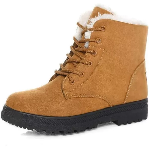 Alicegana Women's Cotton Warm Fur Snow Winter Lace Up Flat Cute Plus Size Comfortable Ankle Platform Boots