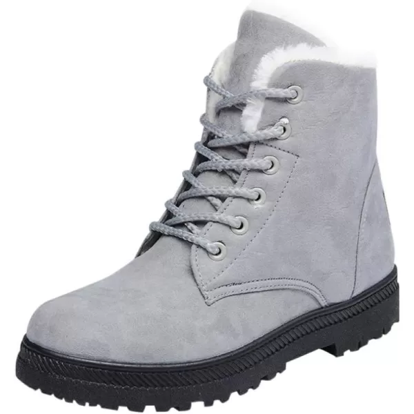 Alicegana Women's Cotton Warm Fur Snow Winter Lace Up Flat Cute Plus Size Comfortable Ankle Platform Boots