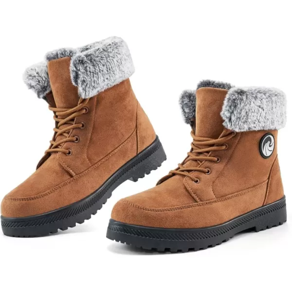 Alicegana Women's Cotton Warm Fur Snow Winter Lace Up Flat Cute Plus Size Comfortable Ankle Platform Boots