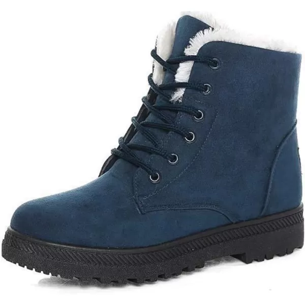Alicegana Women's Cotton Warm Fur Snow Winter Lace Up Flat Cute Plus Size Comfortable Ankle Platform Boots