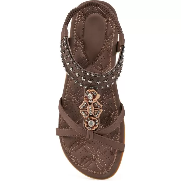 Alicegana Womens Sandals Shoes Comfort Walking with Non Slip on Casual Summer Beach Shoes Dress Ankle Elastic Jeweled Bohemian Flats