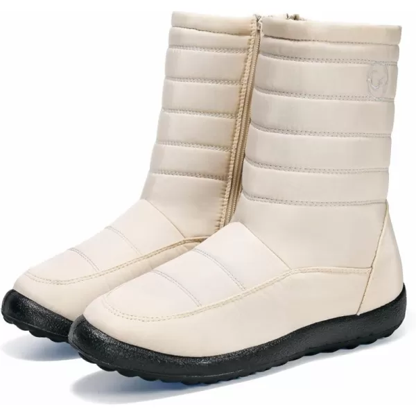 Alicegana Womens Winter Snow Boots for Women Waterproof Warm Fur Lining Mid Calf Boots with Zipper Comfortable Outdoor Shoes
