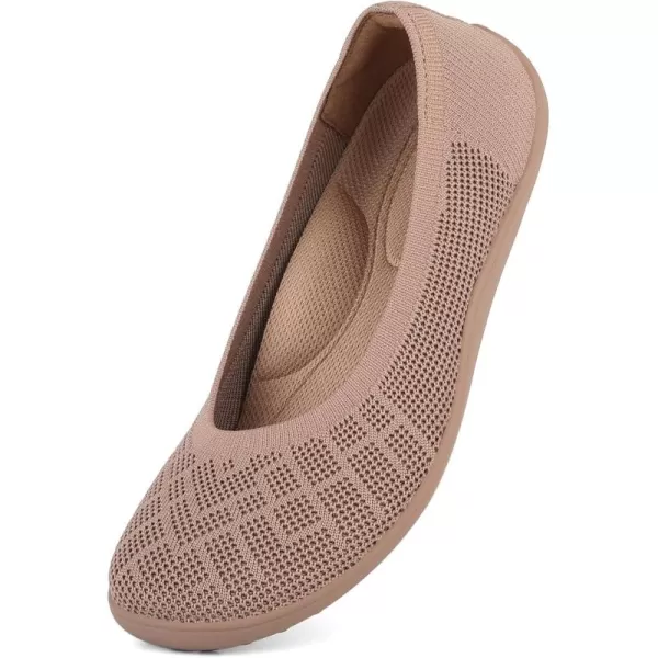 KBZone Women‘s Flat Shoes round Toe Knit Ballet Flat Comfort Dressy Flat Walking Shoes
