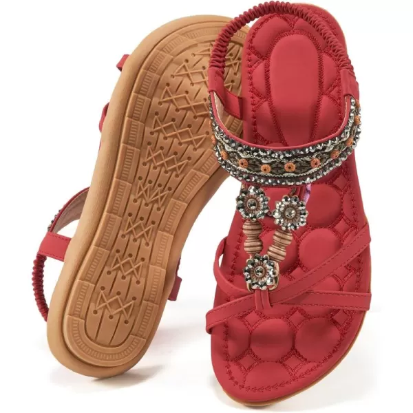 Womens Sandals Dressy Summer: Flat Shoes Comfortable Bohemian Elastic Ankle Strap Beach Walking Sandals for Women