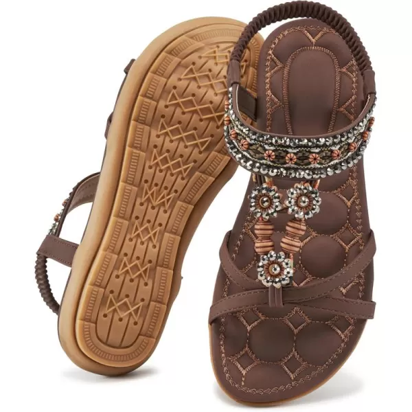 Womens Sandals Dressy Summer: Flat Shoes Comfortable Bohemian Elastic Ankle Strap Beach Walking Sandals for Women