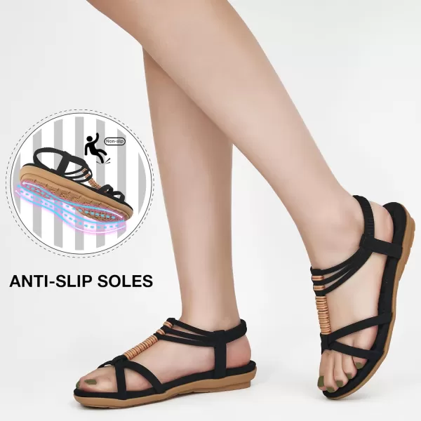Alicegana Womens Sandals Summer Dressy Gladiator Flat Comfortable Walking Shoes Non Slip Casual Beach Ladies Sandal