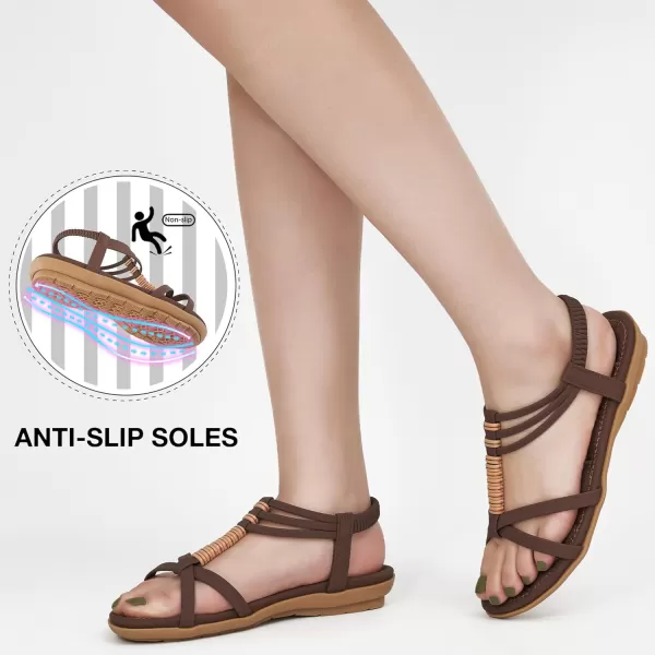 Alicegana Womens Sandals Summer Dressy Gladiator Flat Comfortable Walking Shoes Non Slip Casual Beach Ladies Sandal