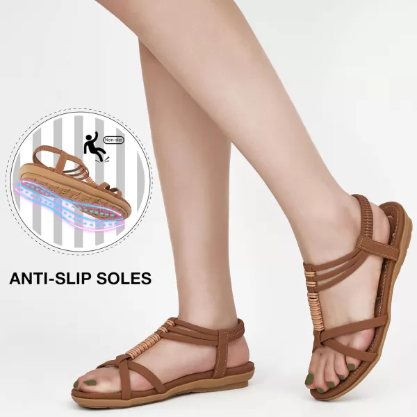 Alicegana Womens Sandals Summer Dressy Gladiator Flat Comfortable Walking Shoes Non Slip Casual Beach Ladies Sandal
