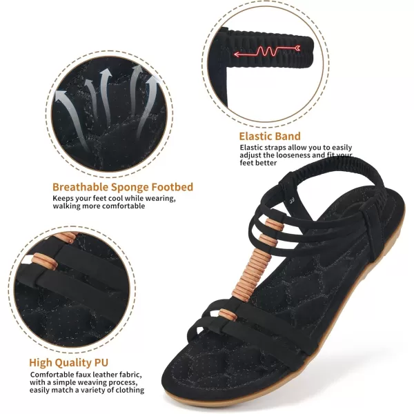 Alicegana Womens Sandals Summer Dressy Gladiator Flat Comfortable Walking Shoes with Non Slip Casual Beach Sandal