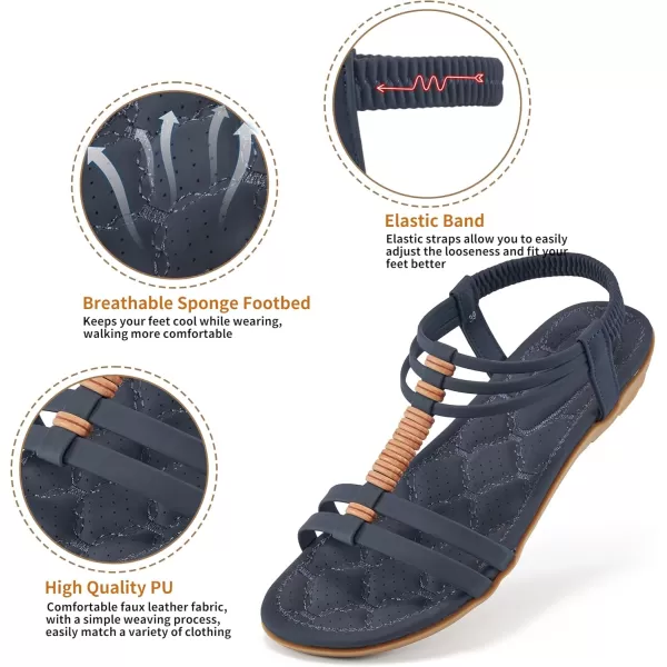 Alicegana Womens Sandals Summer Dressy Gladiator Flat Comfortable Walking Shoes with Non Slip Casual Beach Sandal