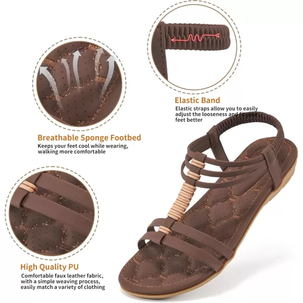 Alicegana Womens Sandals Summer Dressy Gladiator Flat Comfortable Walking Shoes with Non Slip Casual Beach Sandal