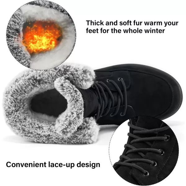 imageAlicegana Women Winter Boots Snow Warm Cotton Fur Lined Winter Shoes Lace Up Comfortable Non Slip Ankle Platform Boots Outdoor008 Black