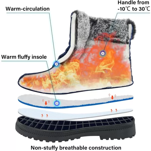 imageAlicegana Women Winter Boots Snow Warm Cotton Fur Lined Winter Shoes Lace Up Comfortable Non Slip Ankle Platform Boots Outdoor008 Blue
