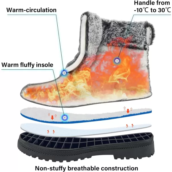 imageAlicegana Women Winter Boots Snow Warm Cotton Fur Lined Winter Shoes Lace Up Comfortable Non Slip Ankle Platform Boots Outdoor008 Grey
