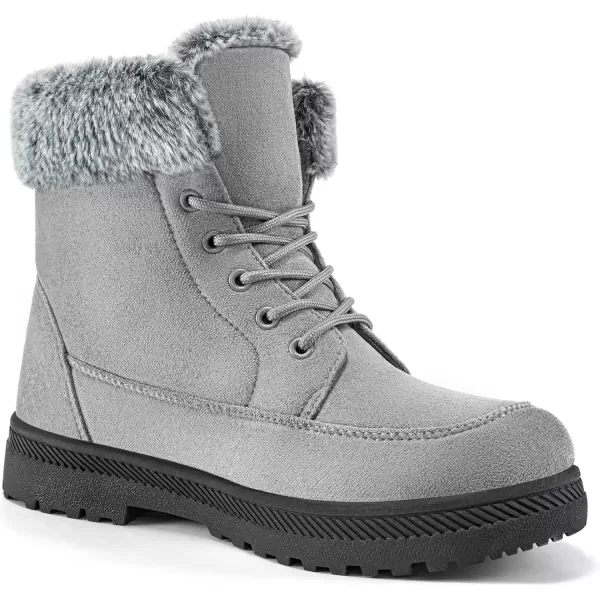 imageAlicegana Women Winter Boots Snow Warm Cotton Fur Lined Winter Shoes Lace Up Comfortable Non Slip Ankle Platform Boots Outdoor008 Grey