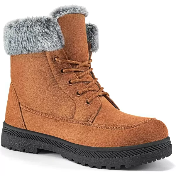 imageAlicegana Women Winter Boots Snow Warm Cotton Fur Lined Winter Shoes Lace Up Comfortable Non Slip Ankle Platform Boots Outdoor008 Khaki