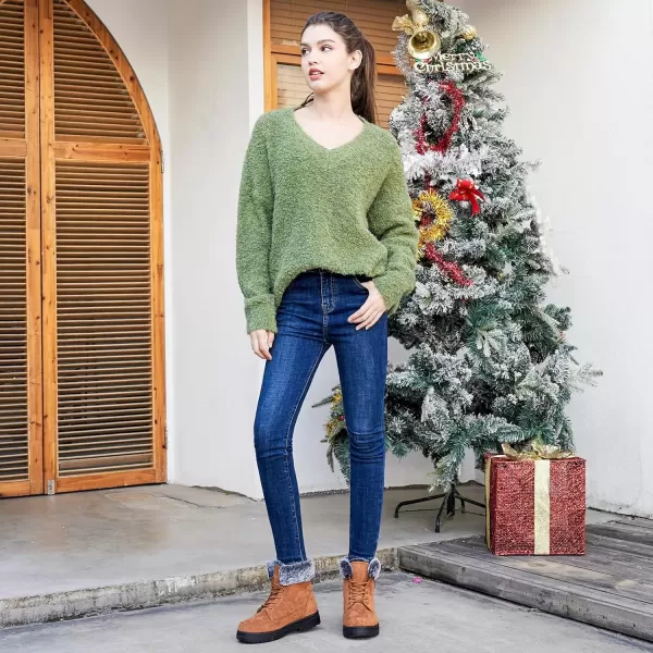 imageAlicegana Women Winter Boots Snow Warm Cotton Fur Lined Winter Shoes Lace Up Comfortable Non Slip Ankle Platform Boots Outdoor008 Khaki
