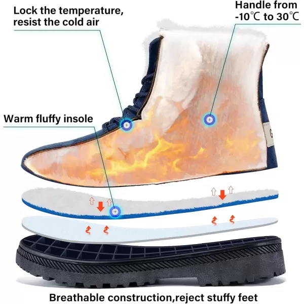 imageAlicegana Women Winter Boots Snow Warm Cotton Fur Lined Winter Shoes Lace Up Comfortable Non Slip Ankle Platform Boots OutdoorBlue