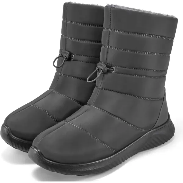 imageAlicegana Womens Winter Snow Boots Waterproof Warm Fur Lined Shoes Mid Calf Slip on Comfortable Booties Non Slip Boot for WomenGrey