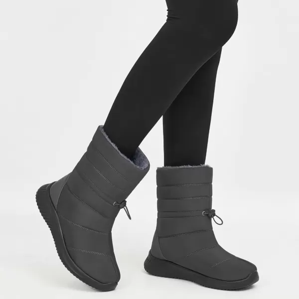 imageAlicegana Womens Winter Snow Boots Waterproof Warm Fur Lined Shoes Mid Calf Slip on Comfortable Booties Non Slip Boot for WomenGrey