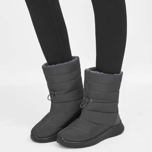 imageAlicegana Womens Winter Snow Boots Waterproof Warm Fur Lined Shoes Mid Calf Slip on Comfortable Booties Non Slip Boot for WomenGrey
