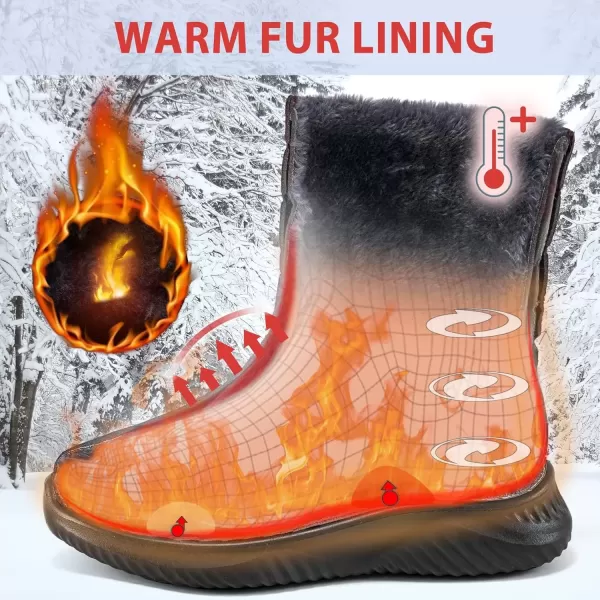 imageAlicegana Womens Winter Snow Boots Waterproof Warm Fur Lined Shoes Mid Calf Slip on Comfortable Booties Non Slip Boot for WomenGrey